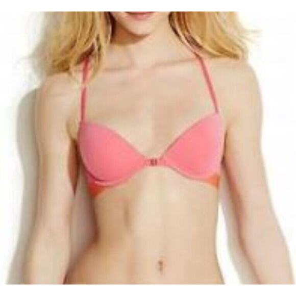 Calvin Klein Women Laced Flirty Underwired Push Up Bra Pink Size 32D - Picture 1 of 2